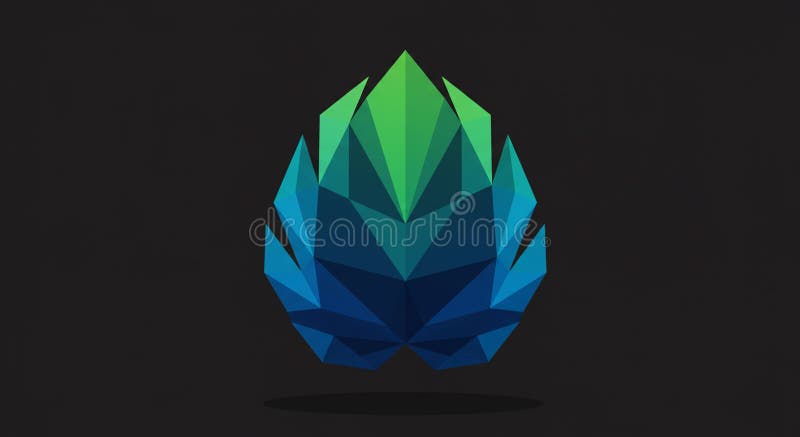 Geometric abstract design featuring a pointed, teal and blue low-poly shape royalty free illustration