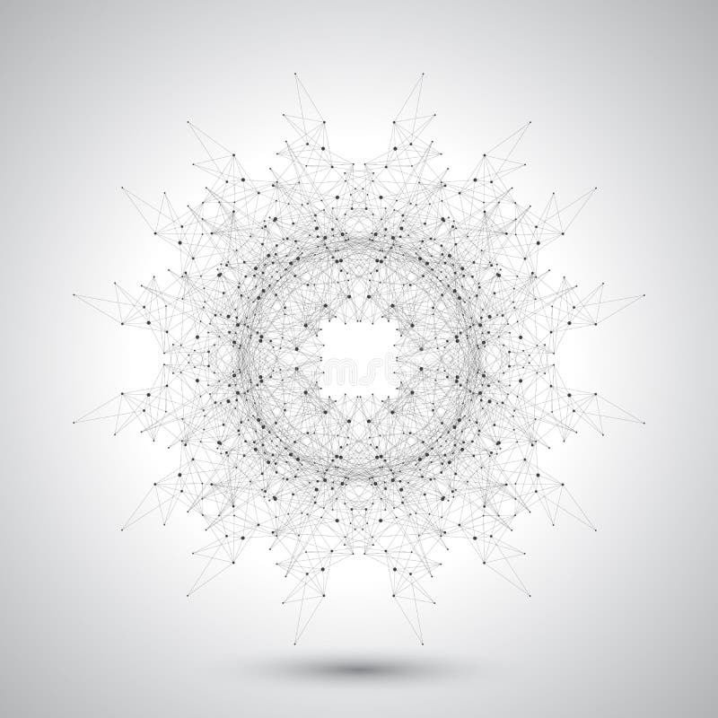 Geometric abstract form with connected lines and dots. Futuristic technology design. Vector illustration vector illustration