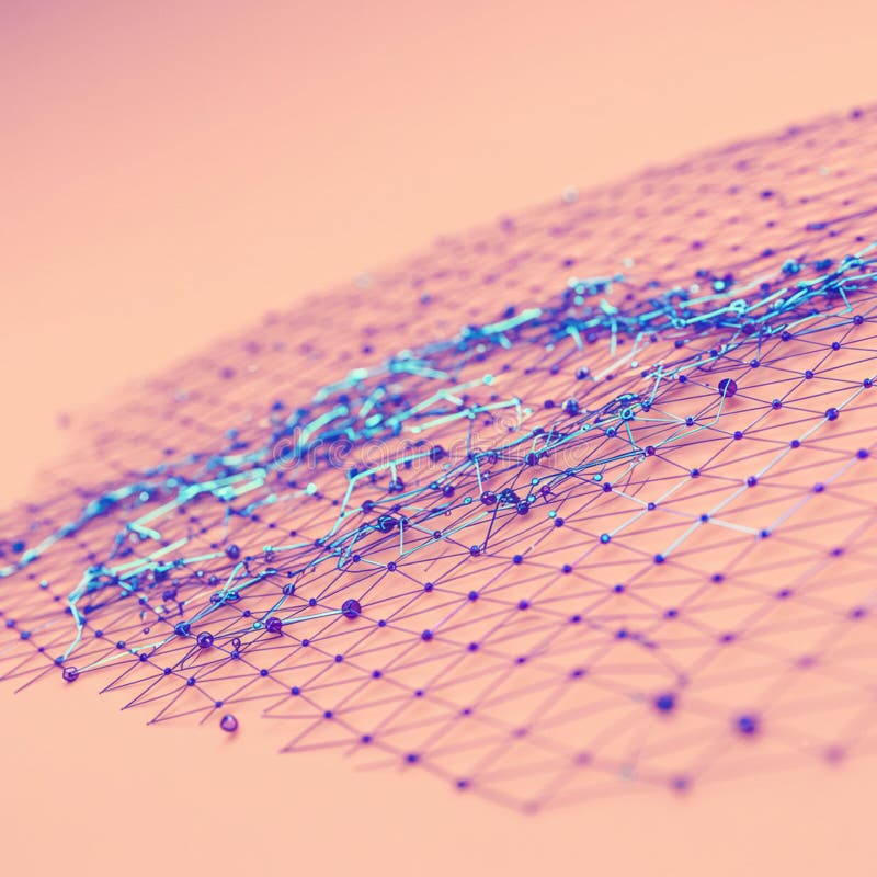 Geometric abstract image with a network of interconnected nodes and lines royalty free illustration