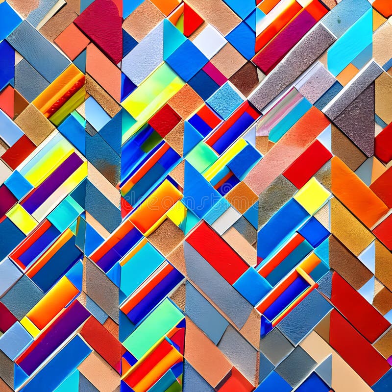 676 Geometric Abstract Mosaic: A modern and geometric background featuring abstract geometric mosaics in vibrant and harmonious vector illustration