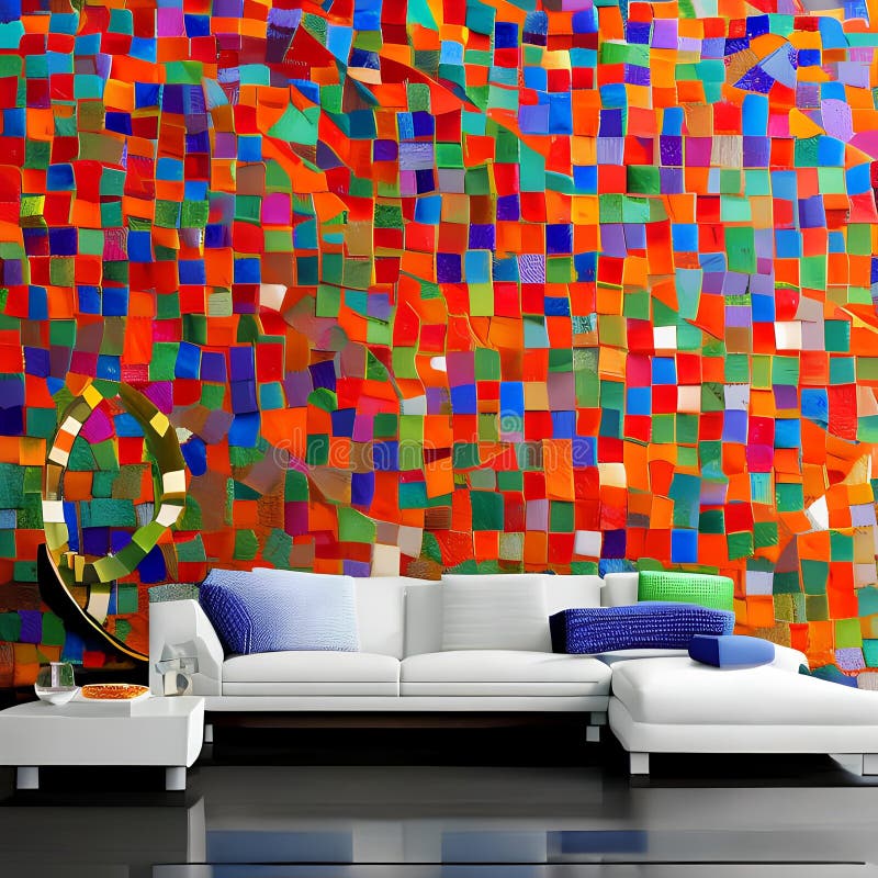 676 Geometric Abstract Mosaic: A modern and geometric background featuring abstract geometric mosaics in vibrant and harmonious royalty free illustration