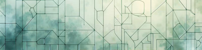 Geometric abstract pattern with green lines on light background royalty free illustration