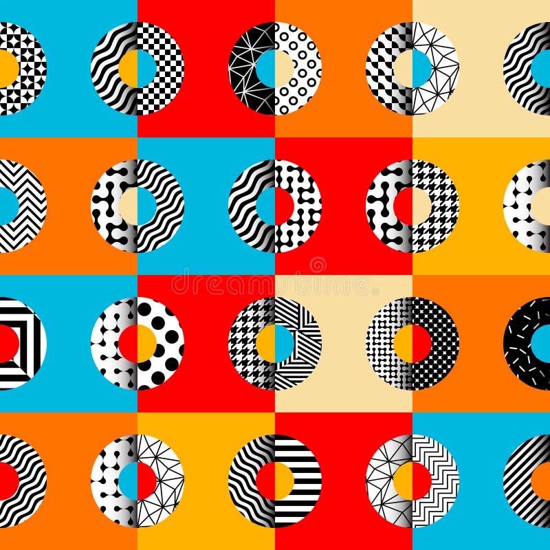 Geometric abstract pattern retro style. Seamless vector pattern. stock illustration