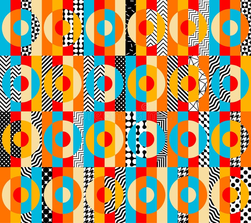 Geometric abstract pattern retro style. Seamless vector pattern. royalty free illustration