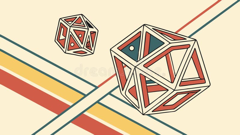 Geometric abstract polyhedra retro stripes background vector, vector design Generative AI vector illustration