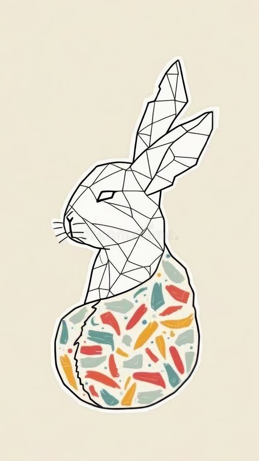 Geometric abstract rabbit with colorful patterns stock illustration