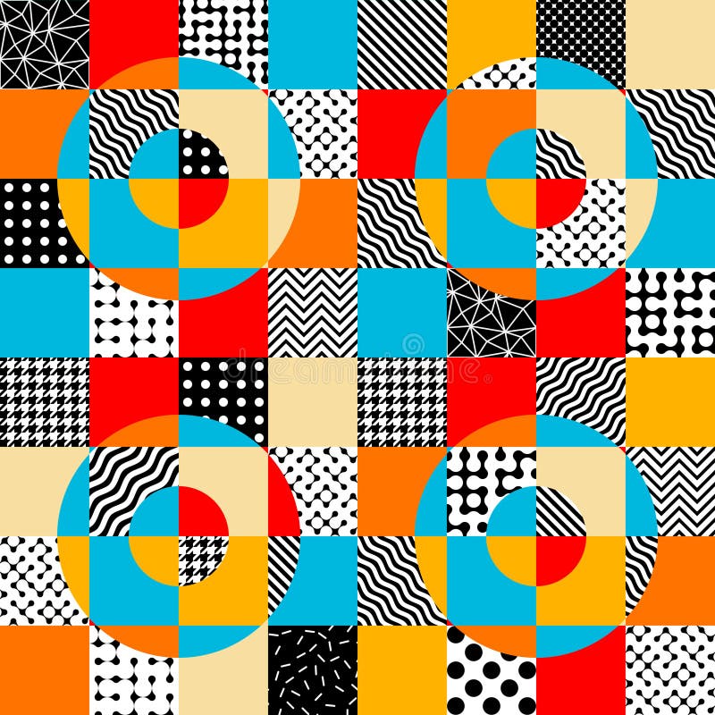 Geometric abstract retro style. Circles pattern. Seamless vector pattern. vector illustration