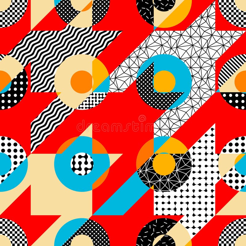 Geometric abstract retro style. Circles pattern. Seamless vector pattern. vector illustration