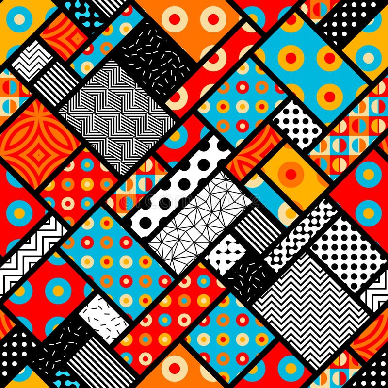 Geometric abstract retro style. Circles pattern. Seamless vector pattern. vector illustration
