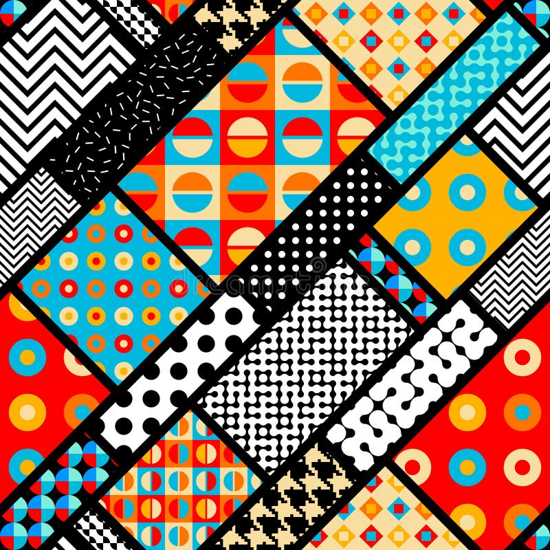 Geometric abstract retro style. Circles pattern. Seamless vector pattern. vector illustration
