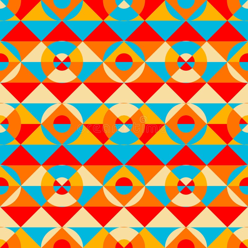 Geometric abstract retro style. Circles pattern. Seamless vector pattern. vector illustration