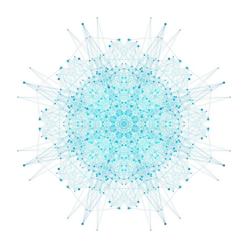 geometric abstract round form with connected line and dots round form