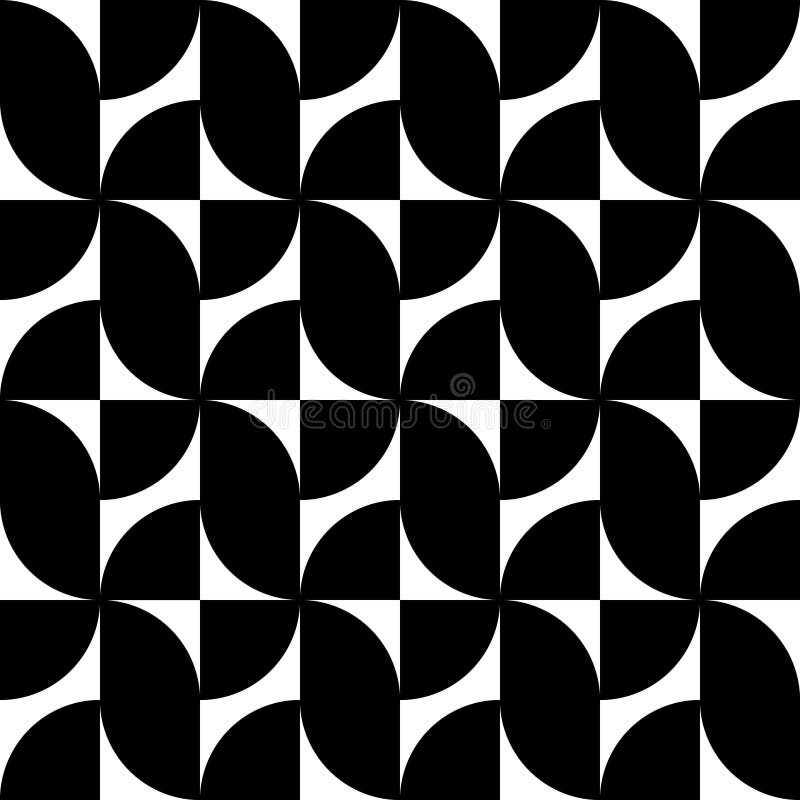 Geometric abstract seamless pattern. Check black color texture on white background. Funky figure geometry pattern circle and squar vector illustration