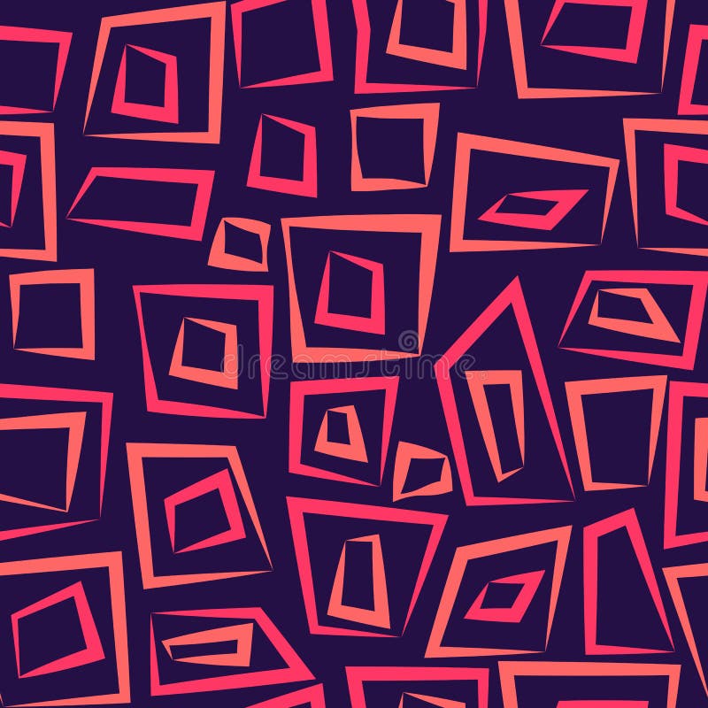 Geometric Abstract Seamless Pattern on Dark Purple Stock Vector