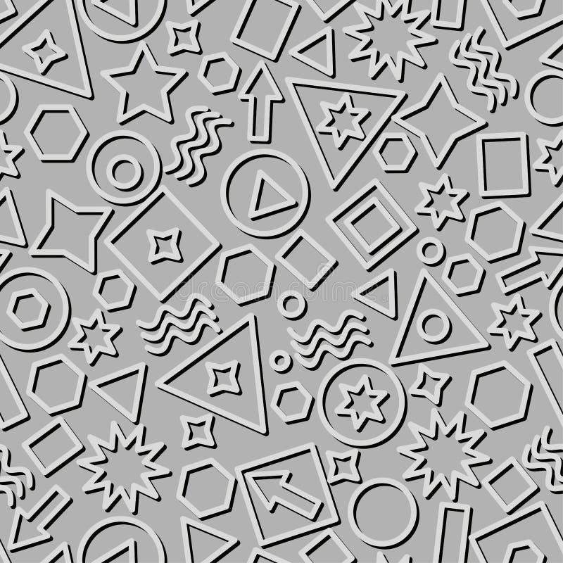 Geometric Abstract Seamless Wallpaper with Shadow Stock Vector