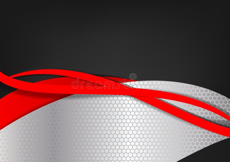 Geometric Abstract Vector Background Red, Black and Silver Color Stock