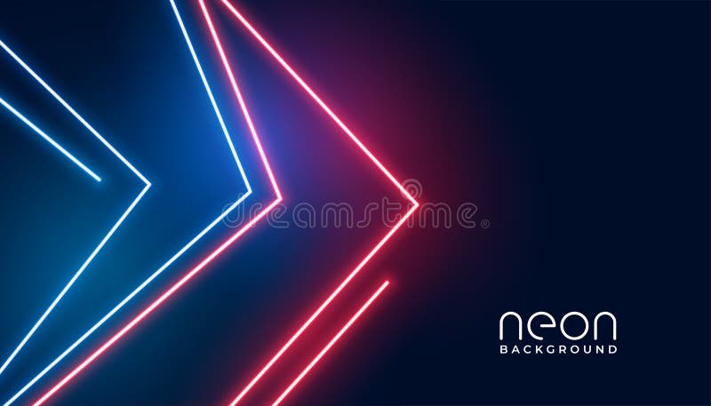 Geometric arrow style neon lights banner design stock illustration