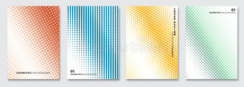 Geometric Background collection with colorful halftone patterns