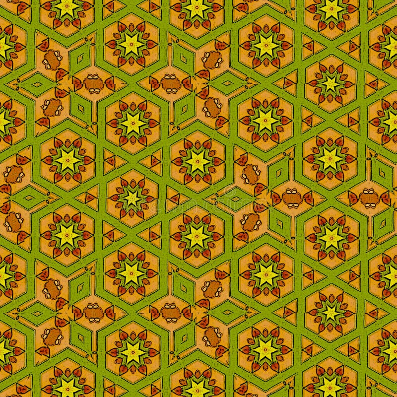 Ocher geometric background with continuous hexagonal elements royalty free illustration