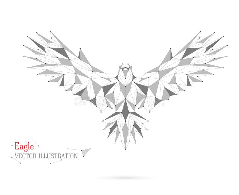 Geometric bird polygon with triangles, circles, and lines. Abstract. stock illustration
