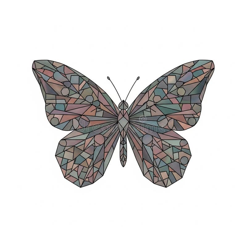 Geometric butterfly design featuring a stained-glass stock illustration