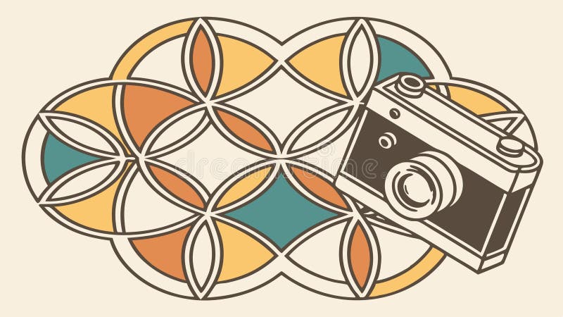 Geometric Camera in Cloud, Creative Photo Storage Concept, vector design Generative AI royalty free illustration