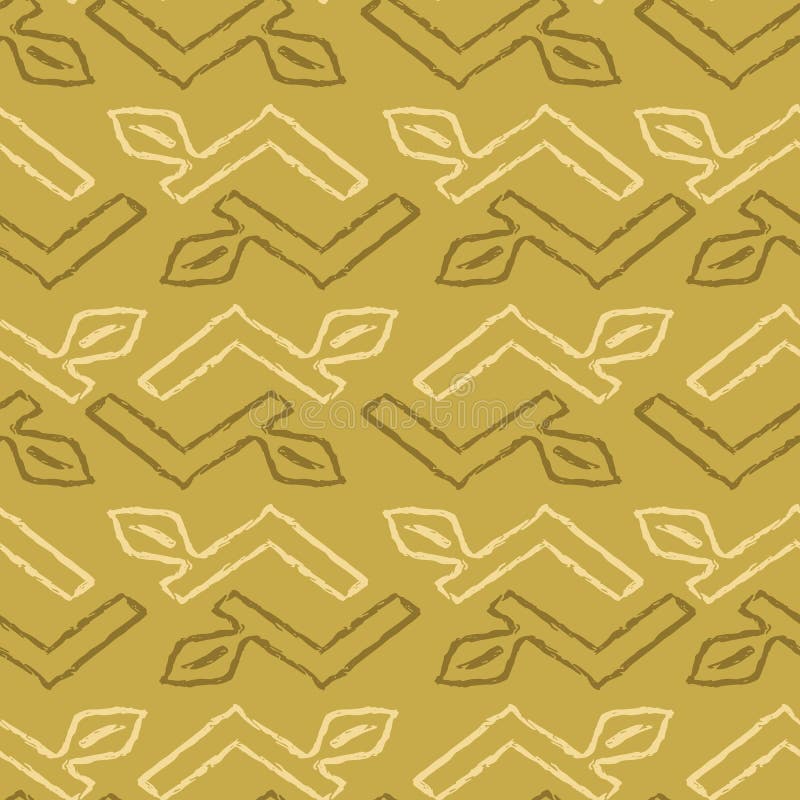 Geometric Chevron Leaf Stripes Seamless Vector Pattern, Hand Drawn Grunge Stem Illustration stock illustration Geometric Chevron Leaf Stripes Seamless Vector Pattern, Hand Drawn Grunge Stem Illustration stock illustration