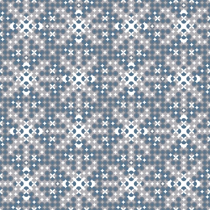 Abstract seamless dot and little flower pattern creating grey and blue stars like structure. royalty free illustration