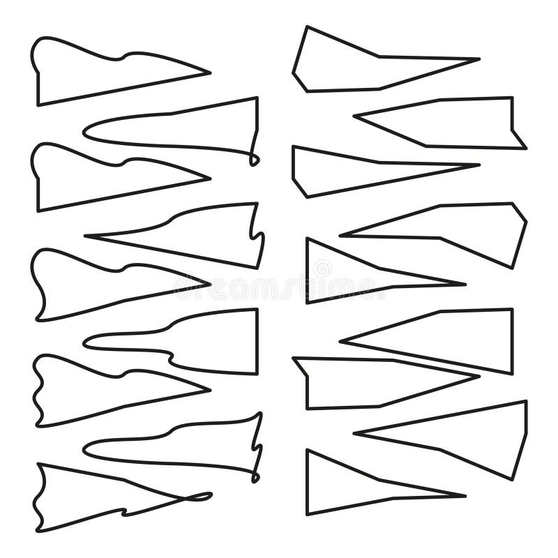 Geometric contour shapes. Abstract line art. Modern vector design. Black decorative outline. EPS 10.