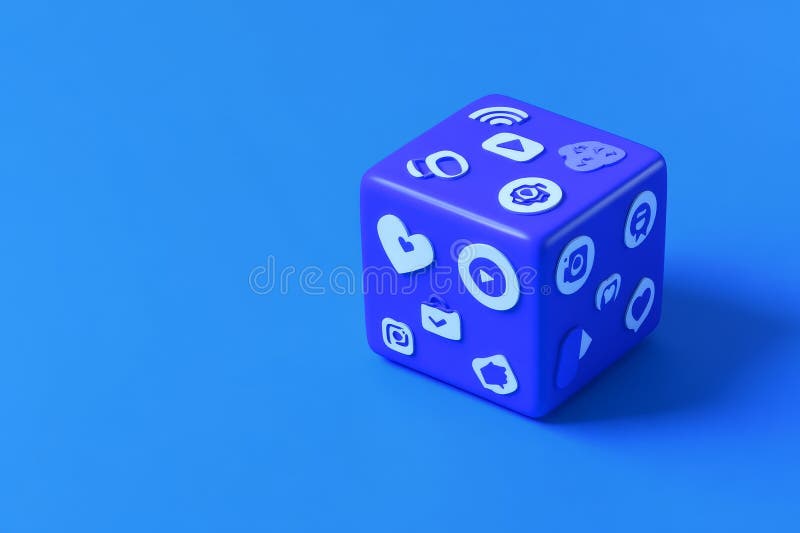 A geometric design in blue, created as an abstract 3D render. stock illustration