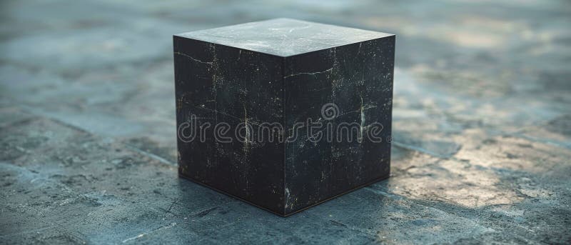 Geometric design in 3D, abstract black cube shape stock photography