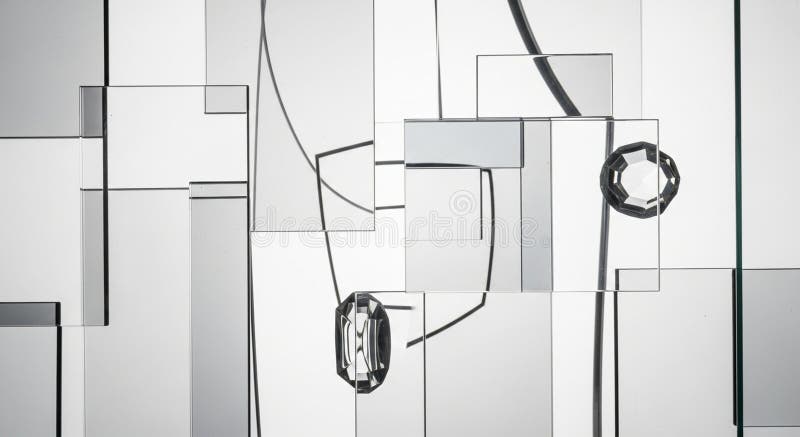 Geometric design featuring clear and frosted glass panels arranged in an abstract royalty free illustration