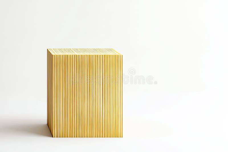 A geometric design rendered in 3D, showcasing a yellow cube. stock images