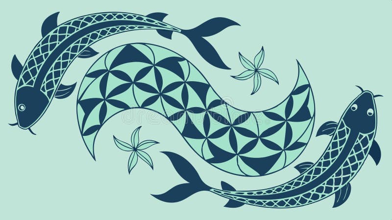 Geometric fish pattern, abstract marine life design vector design Generative AI stock illustration