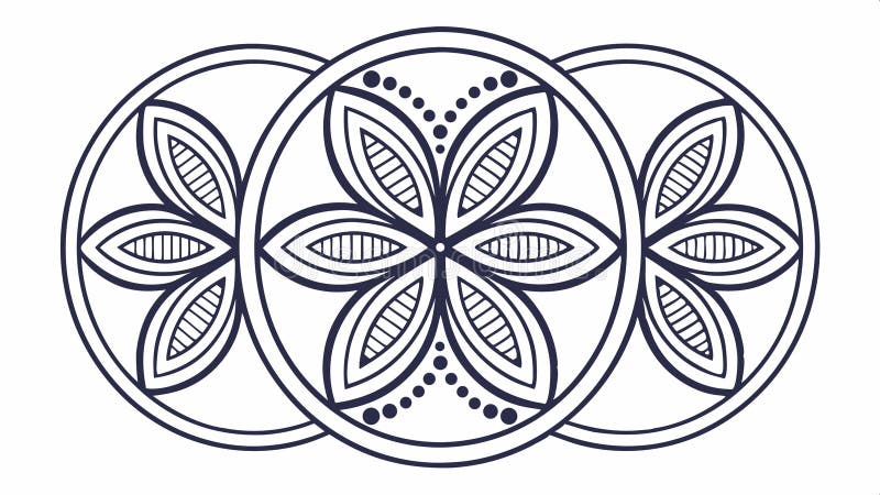 Geometric floral mandala pattern set, abstract circular art vector design Generative AI stock illustration