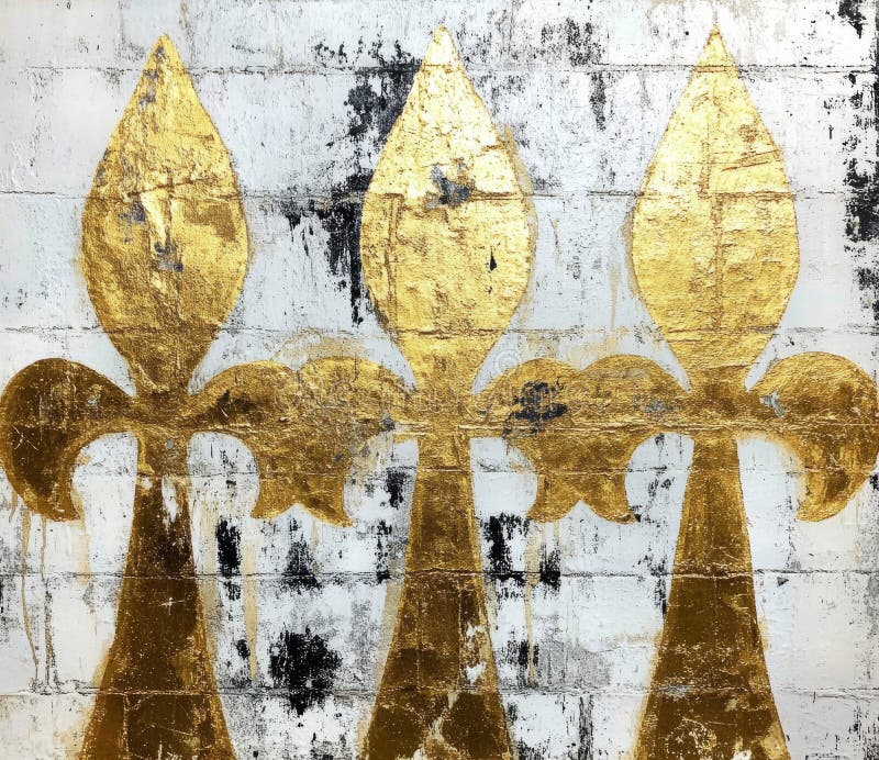 A geometric flower pattern with white and gold ornaments on a seamless modern background, designed for use as a royalty free stock photo