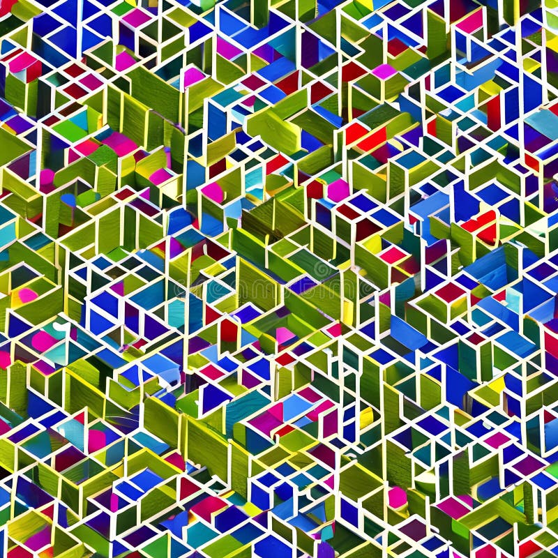 Geometric Garden II Another Image of a Geometric Pattern Created with Various Shapes, but in a