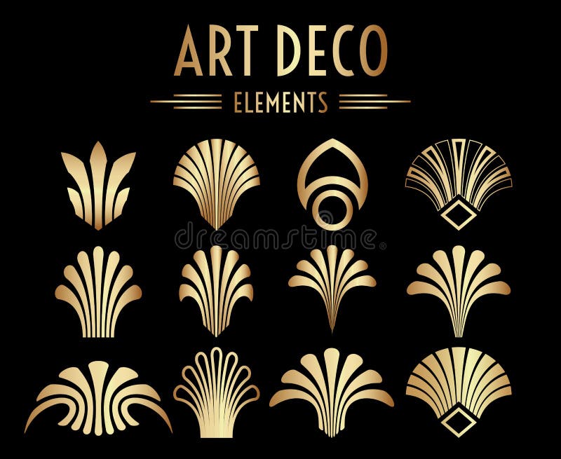 Geometric Gatsby Art Deco Ornaments or Decoration Elements