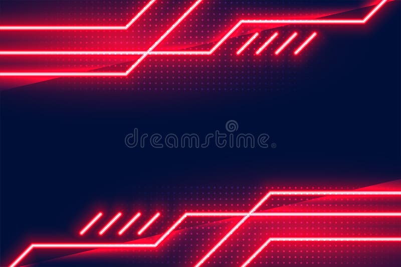 Geometric Glowing Red Neon Lights Background Design Stock Vector