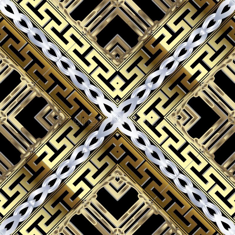 Geometric Greek Vector 3d Seamless Pattern. Ornamental Luxury ...