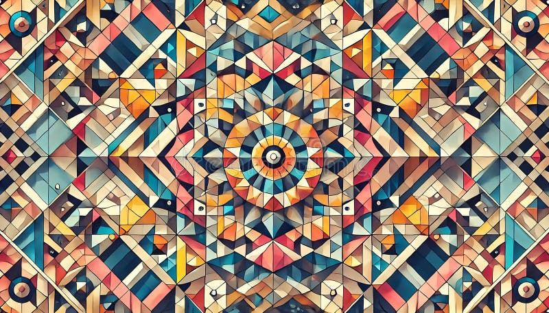Geometric kaleidoscope patterns in vibrant multi-colors with dynamic symmetry created using generative AI for banners vector illustration
