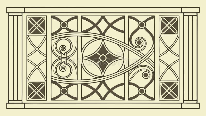 Geometric lattice pattern ornate rectangular design element, vector design Generative AI royalty free illustration
