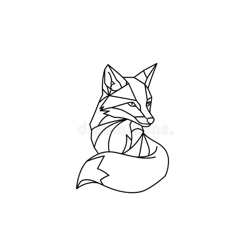 Geometric line art of a fox stock illustration