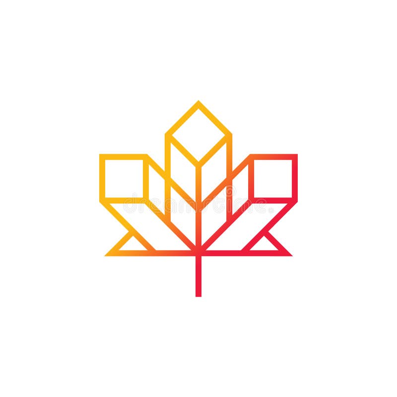 Geometric Line Maple Leaf Logo. Suitable for property, construction, real estate, offices, buildings, etc
