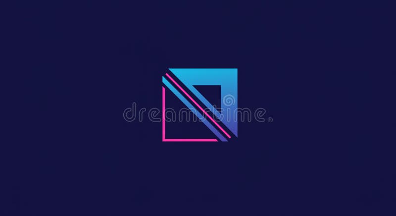 A geometric logo with a square design on a dark blue background. The square has a stock illustration