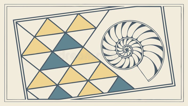 Geometric Nautilus Shell Pattern, Natural History Vector Art vector illustration