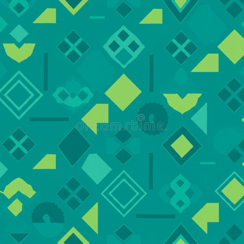 A geometric pattern composed of various shapes, including diamonds, squares stock illustration