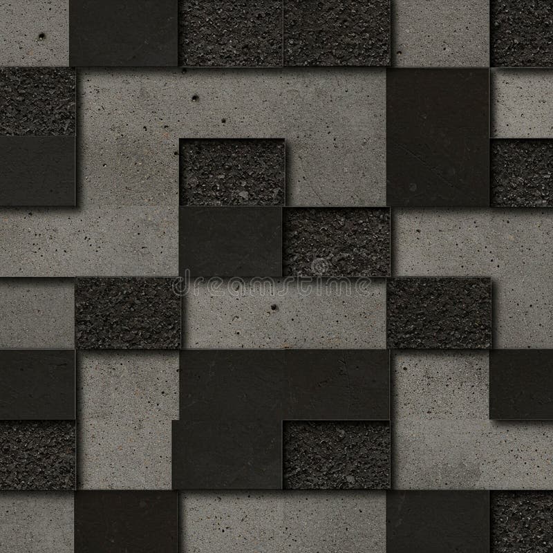 Geometric pattern featuring interlocking square tiles with varying textures and royalty free illustration