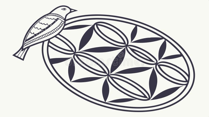 Geometric pattern with overlapping circles and a bird motif vector design Generative AI. A geometric pattern based on overlapping circles, featuring a stylized bird silhouette within the design. This combines abstract geometry with a natural element, suggesting themes of nature, pattern, or harmonious forms. vector design Generative AI
