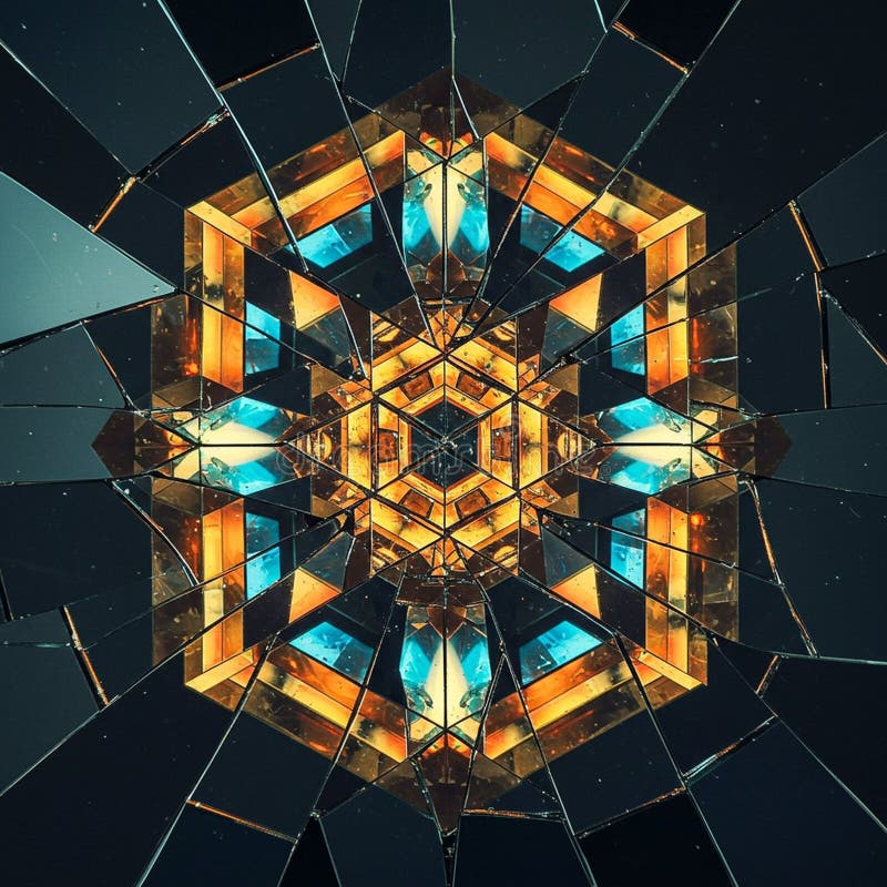 Geometric pattern resembling a kaleidoscope effect with a central hexagonal shape vector illustration